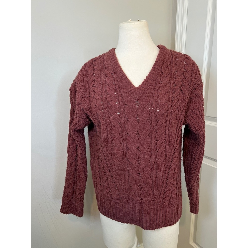 Universal Thread Womens‎ Sweater Cable Knit Burgundy XS